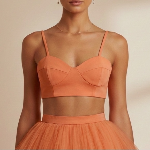 John Paul Ataker Structured Sweetheart Bustier Crop Top In Apricot